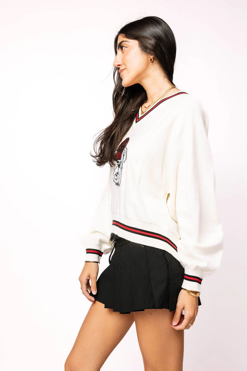 UGA V-Neck Mascot Sweater