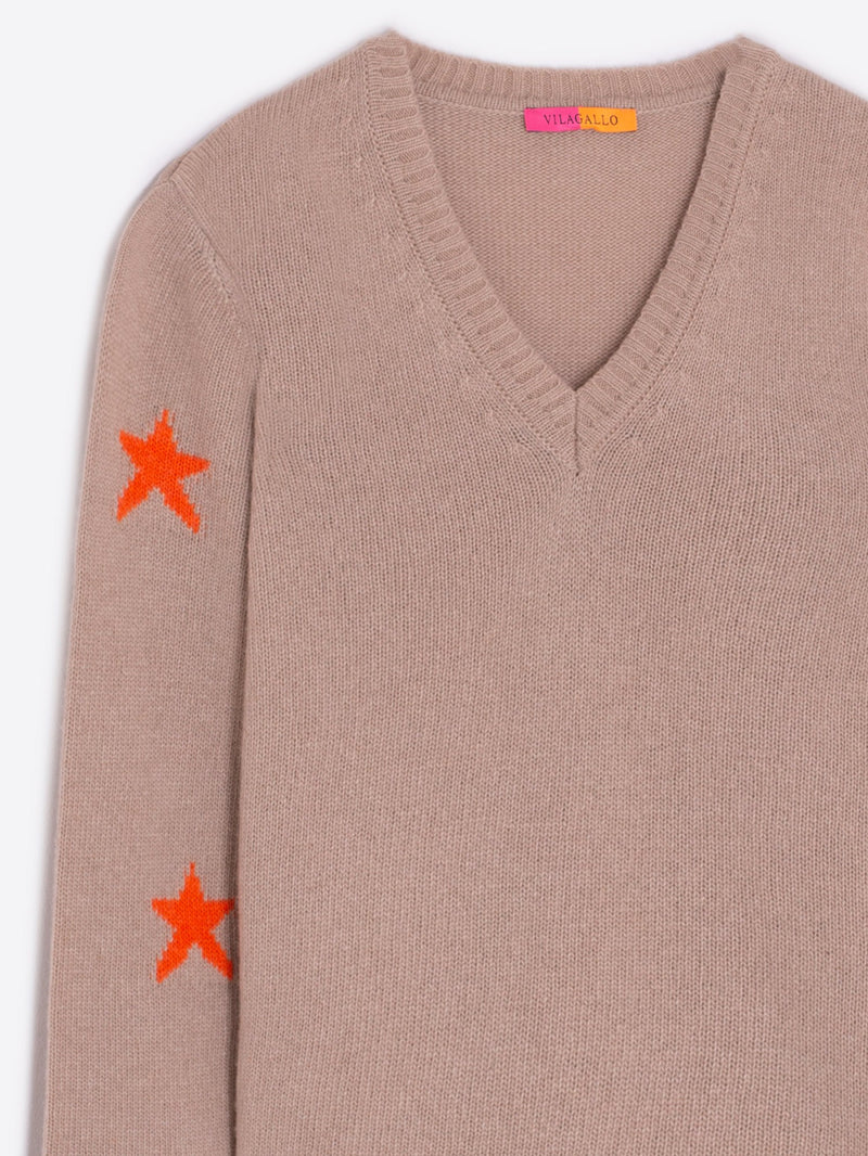 Intarsia Beige Star Sweater