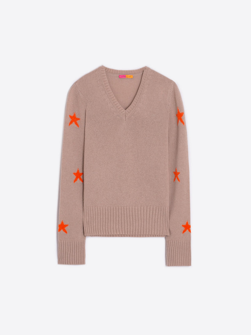 Intarsia Beige Star Sweater