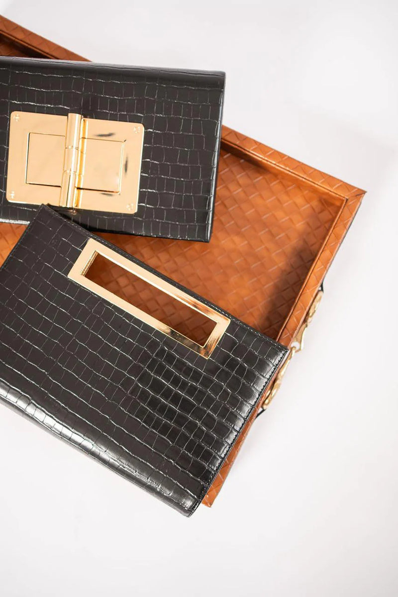 Faux Croc Lillian Clutch