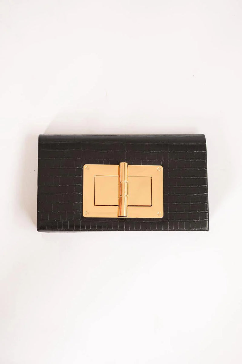 Faux Croc Lillian Clutch