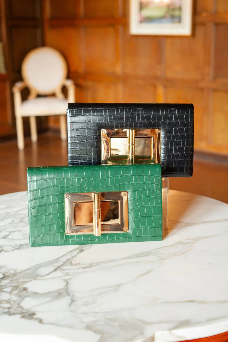 Faux Croc Lillian Clutch