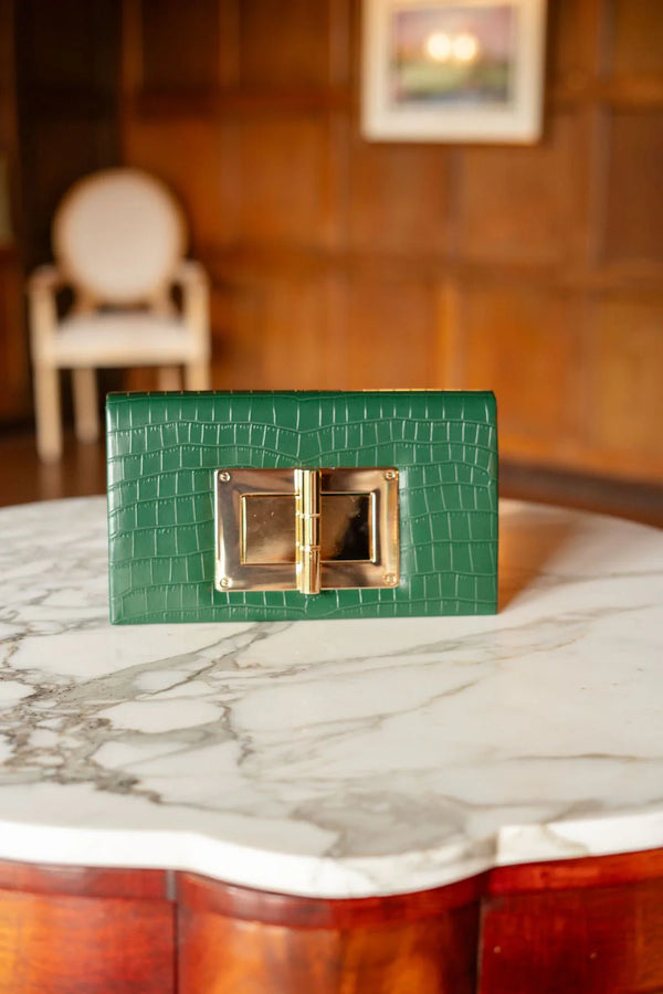 Faux Croc Lillian Clutch
