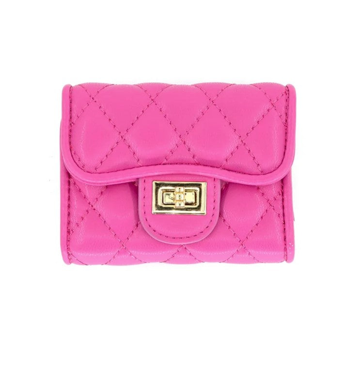 Quilted Credit Card Holder - 3 Colors One Size Fuschia