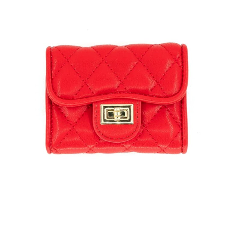 Quilted Credit Card Holder - 3 Colors One Size Red