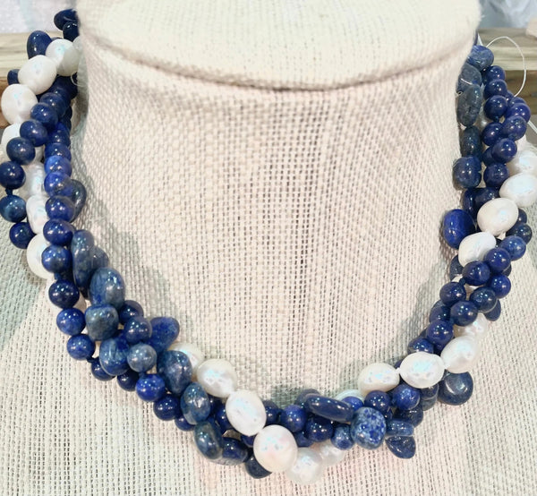 Stone Twist Necklace Blue