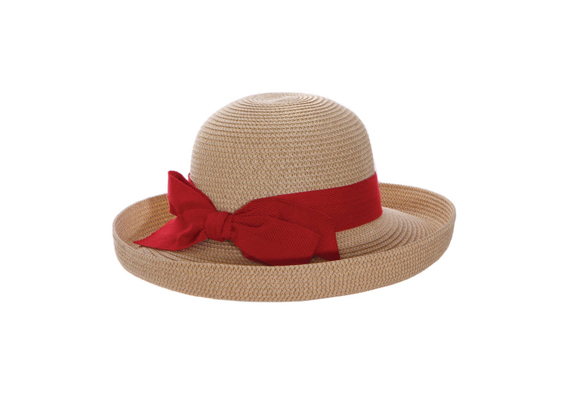 Backbow Roller Hat - 3 Colors Nat/Red