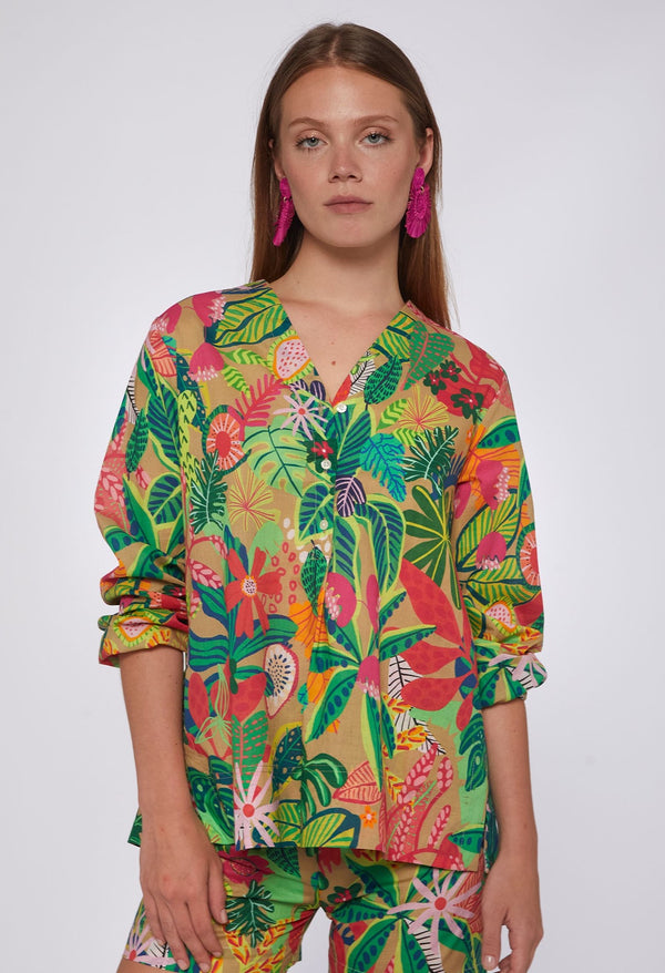 Ebba Tropical Print Voile Shirt