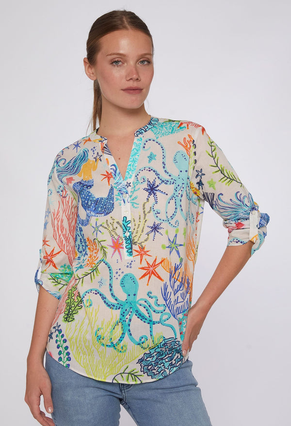 Francina Mermaid Print Shirt