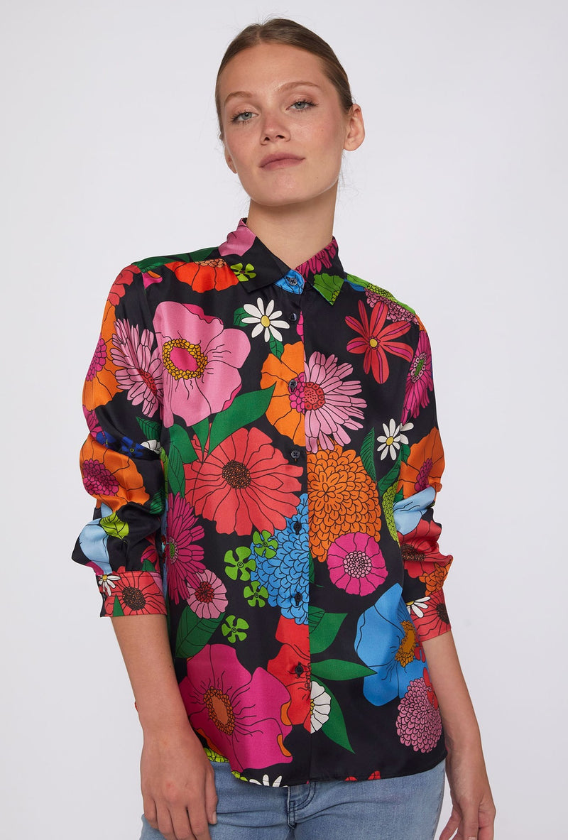 Irina Maxi Flower Silk Shirt
