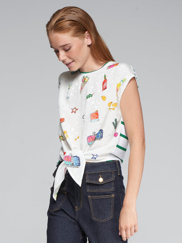 Aliza Appetizer Print Jacquard Tee