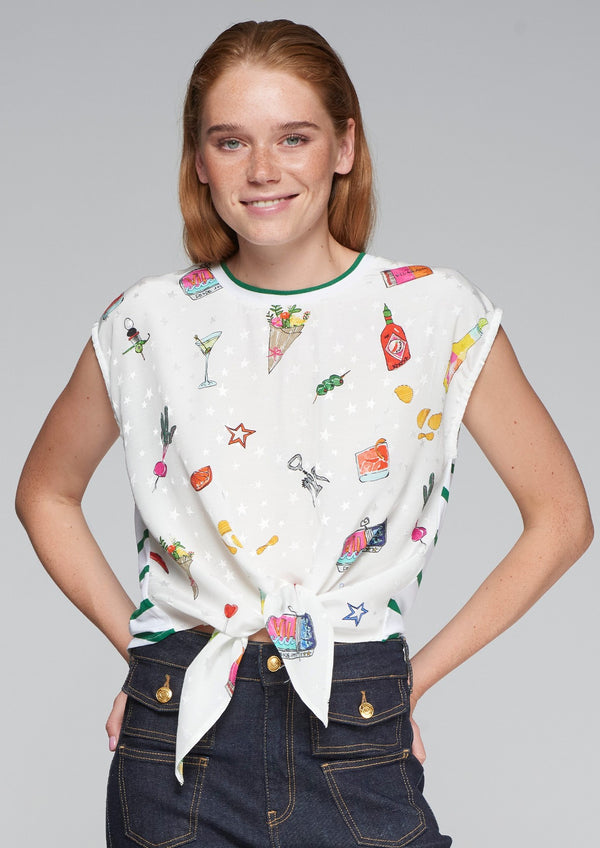 Aliza Appetizer Print Jacquard Tee