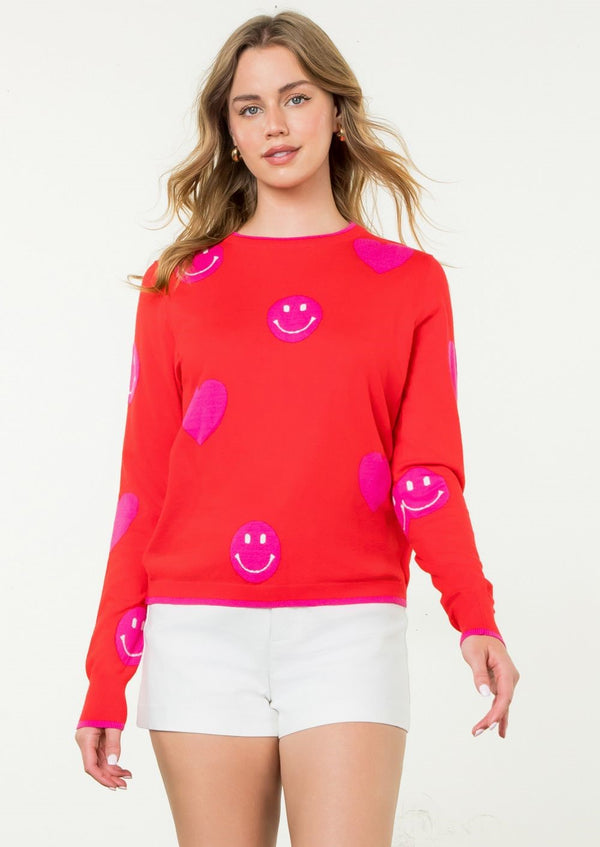 Heart & Smiley Face Sweater