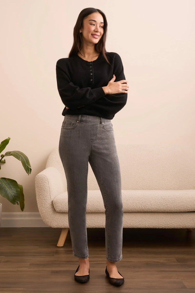 Audrey Mid Rise Pull-On Slim Ankle Glitter Jeans