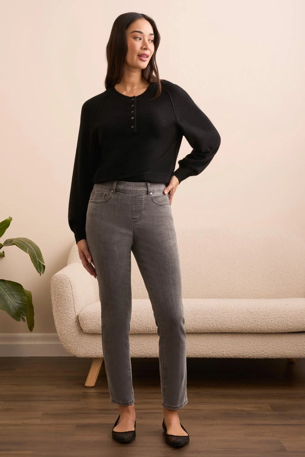 Audrey Mid Rise Pull-On Slim Ankle Glitter Jeans