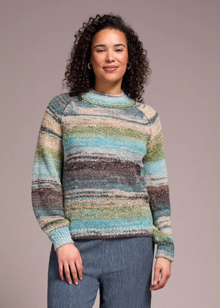 Boucle Yarn Mock Neck Puff Sleeve Sweater