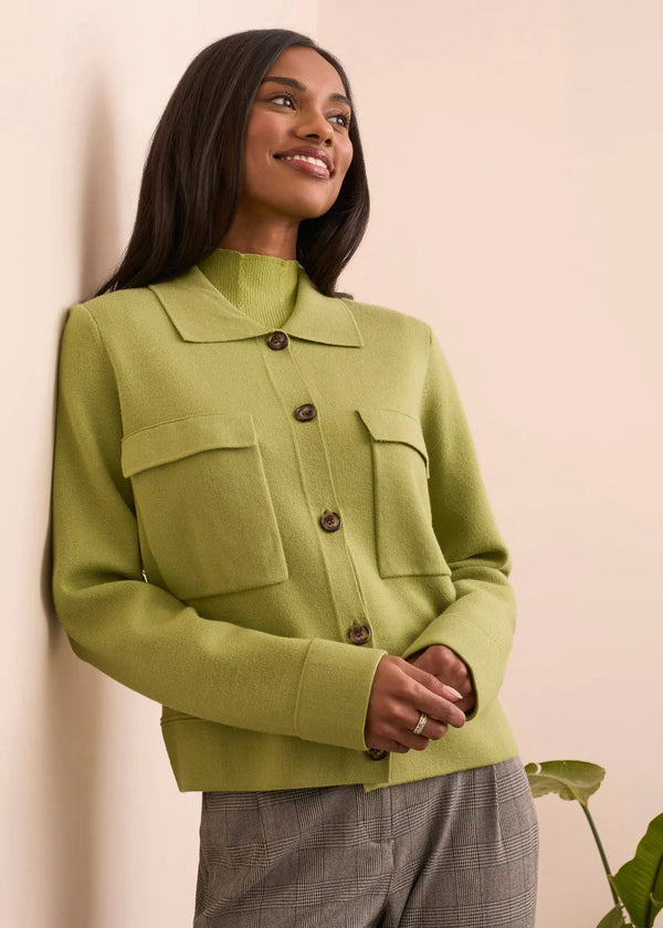 Double Knit Collared Cardigan