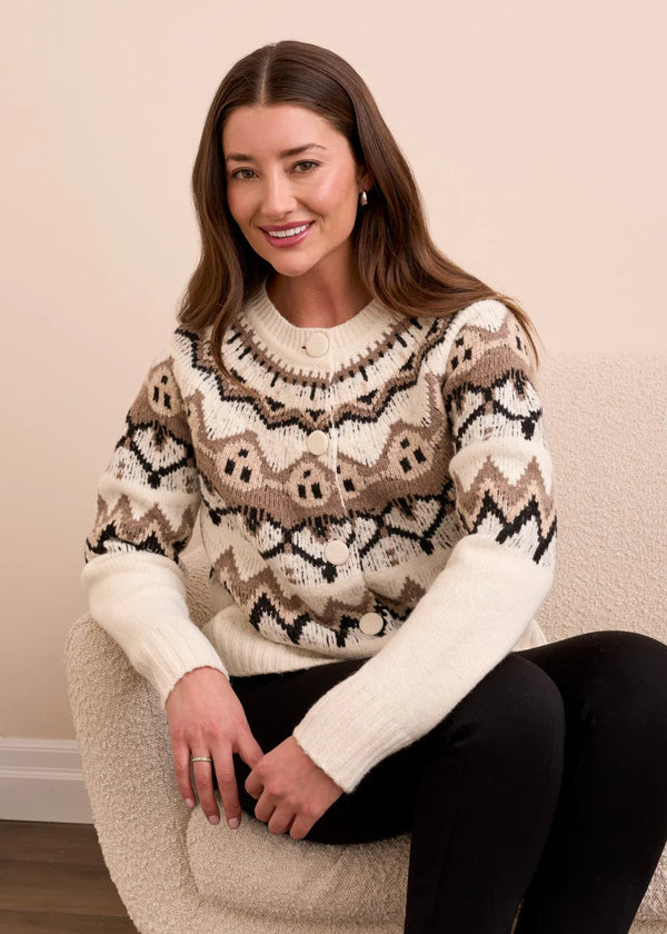 Fair Isle Button Front Sweater Cardigan