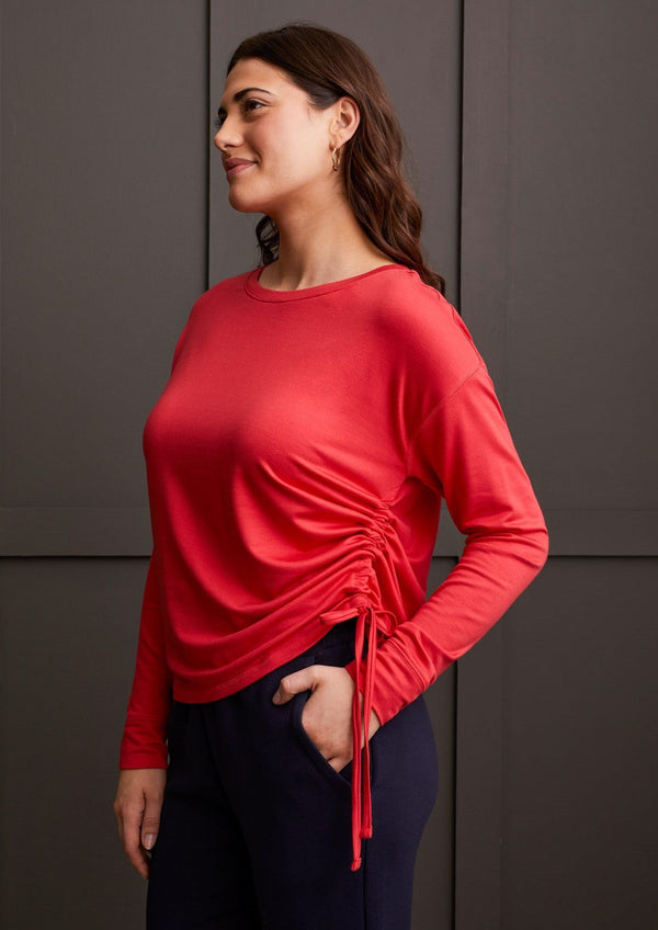 Crew Neck Top with Side Ruching