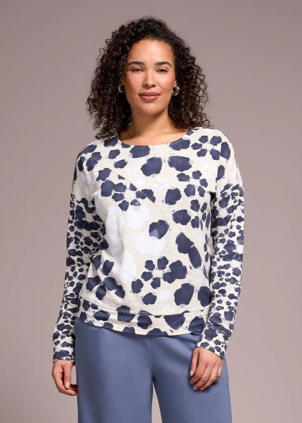 French Terry Long-Sleeve Crew Neck Top