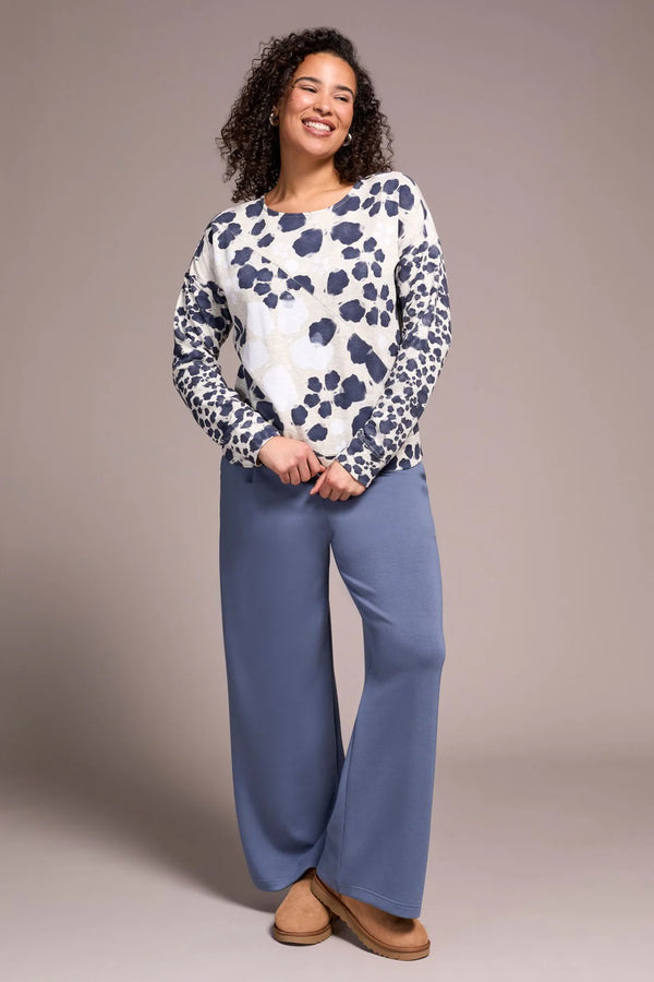French Terry Long-Sleeve Crew Neck Top