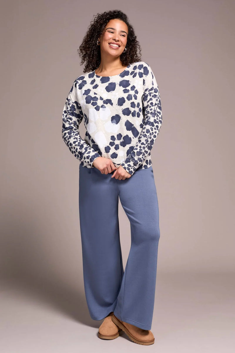 French Terry Long-Sleeve Crew Neck Top