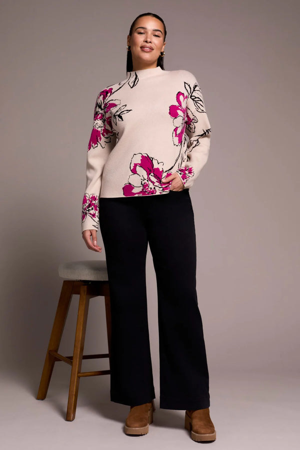 Knit Jacquard Funnel Neck Sweater