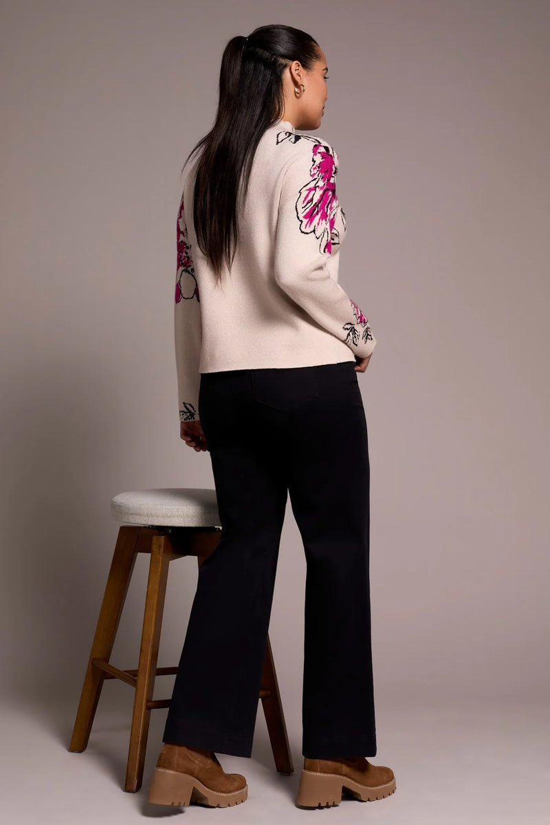 Knit Jacquard Funnel Neck Sweater