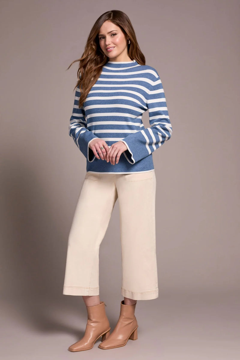 Lightweight Mock Neck Striped Sweater