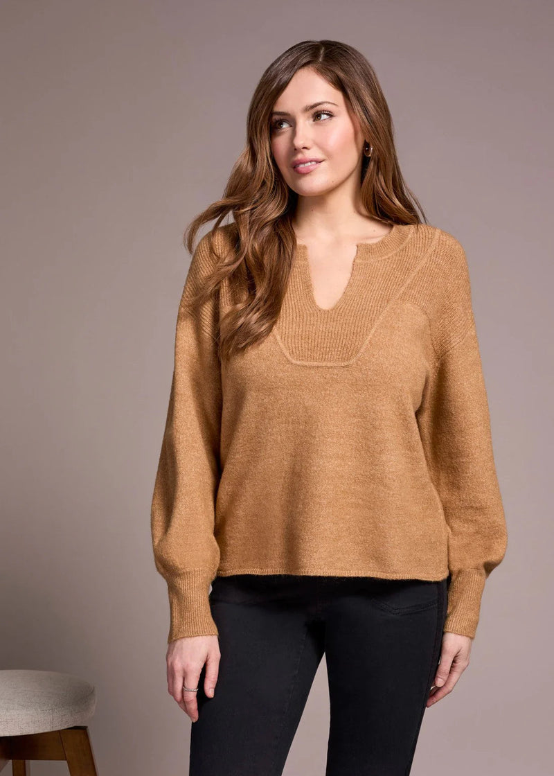 Mandarin Collar Long Puff Sleeve Sweater