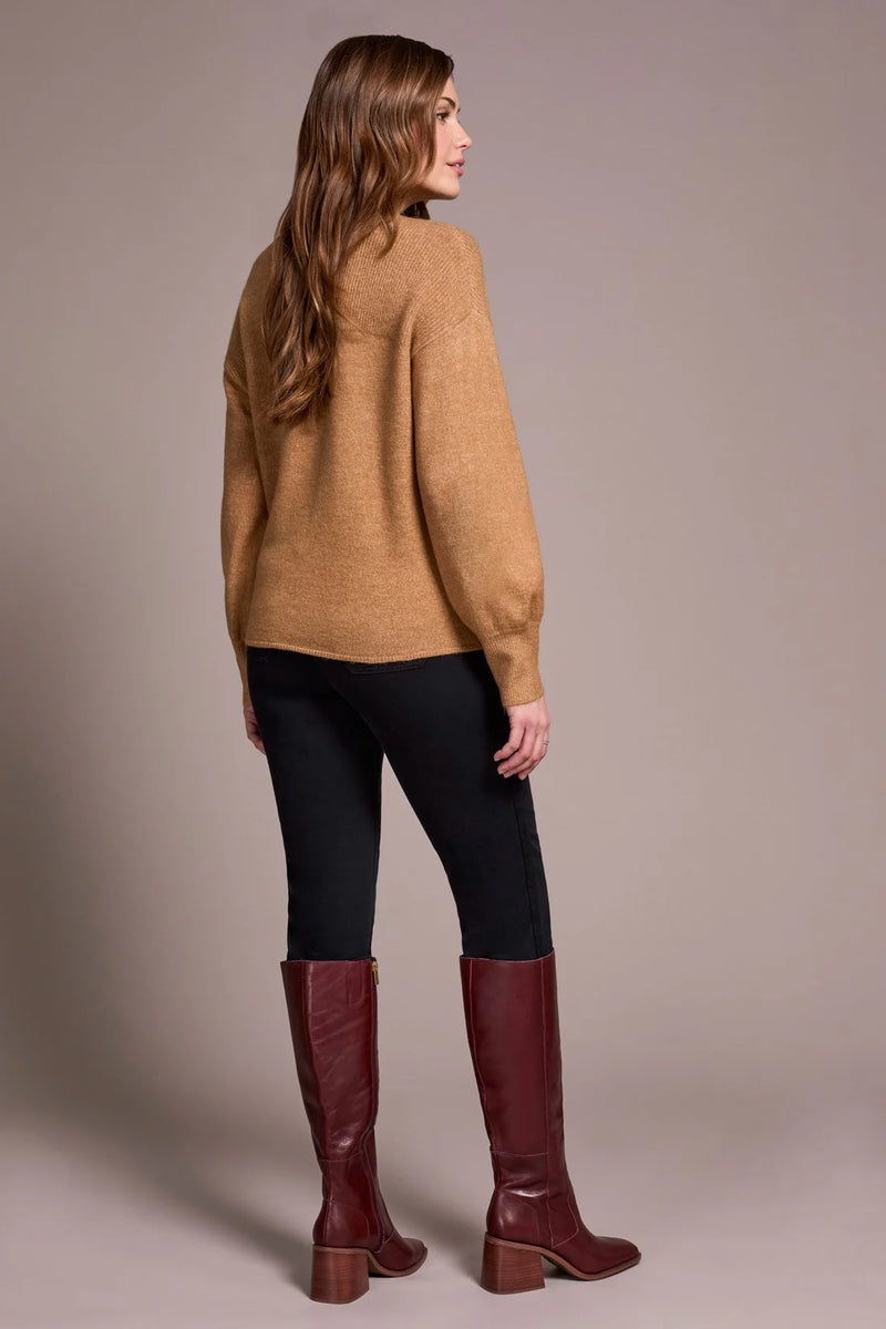 Mandarin Collar Long Puff Sleeve Sweater