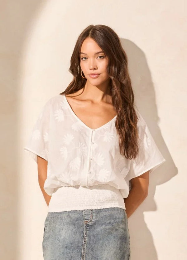 Popover Blouse with Waist Shirring
