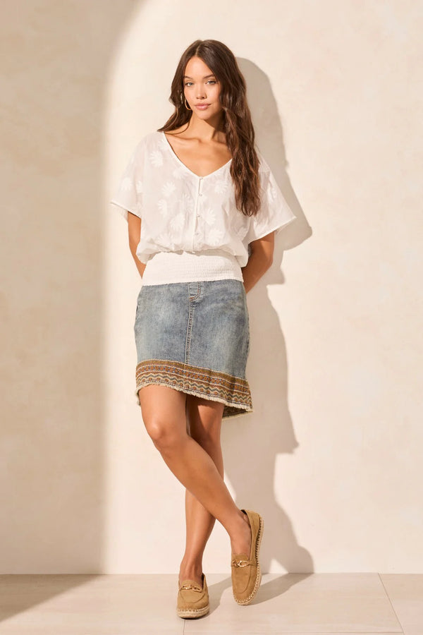 Popover Blouse with Waist Shirring