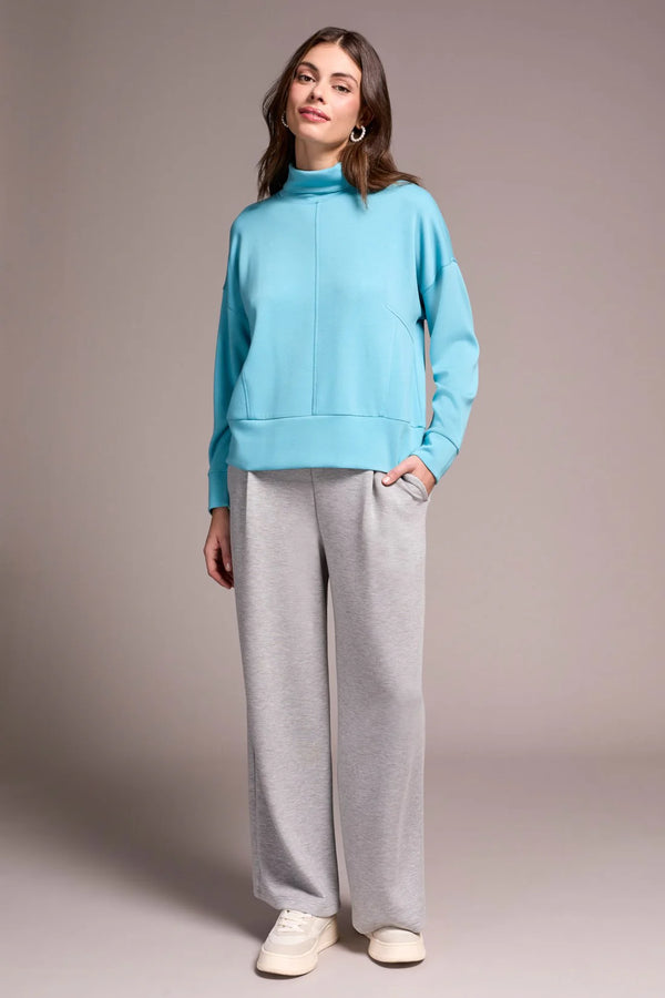 Techno Lux Drop Shoulder Funnel Neck Knit Top