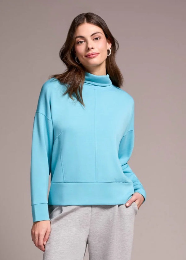 Techno Lux Drop Shoulder Funnel Neck Knit Top