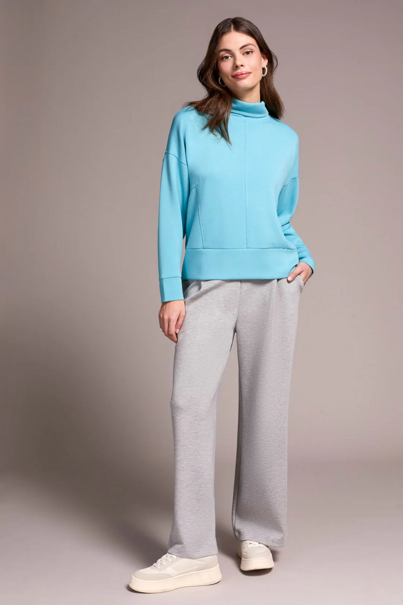 Techno Lux Drop Shoulder Funnel Neck Knit Top