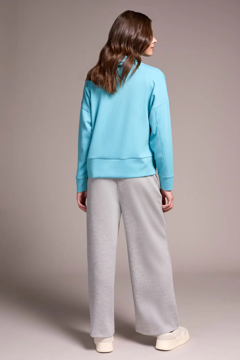 Techno Lux Drop Shoulder Funnel Neck Knit Top
