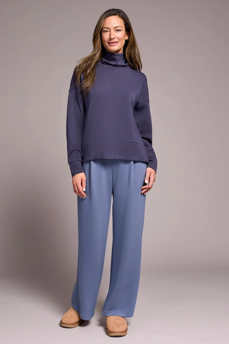 Techno Lux Drop Shoulder Funnel Neck Knit Top