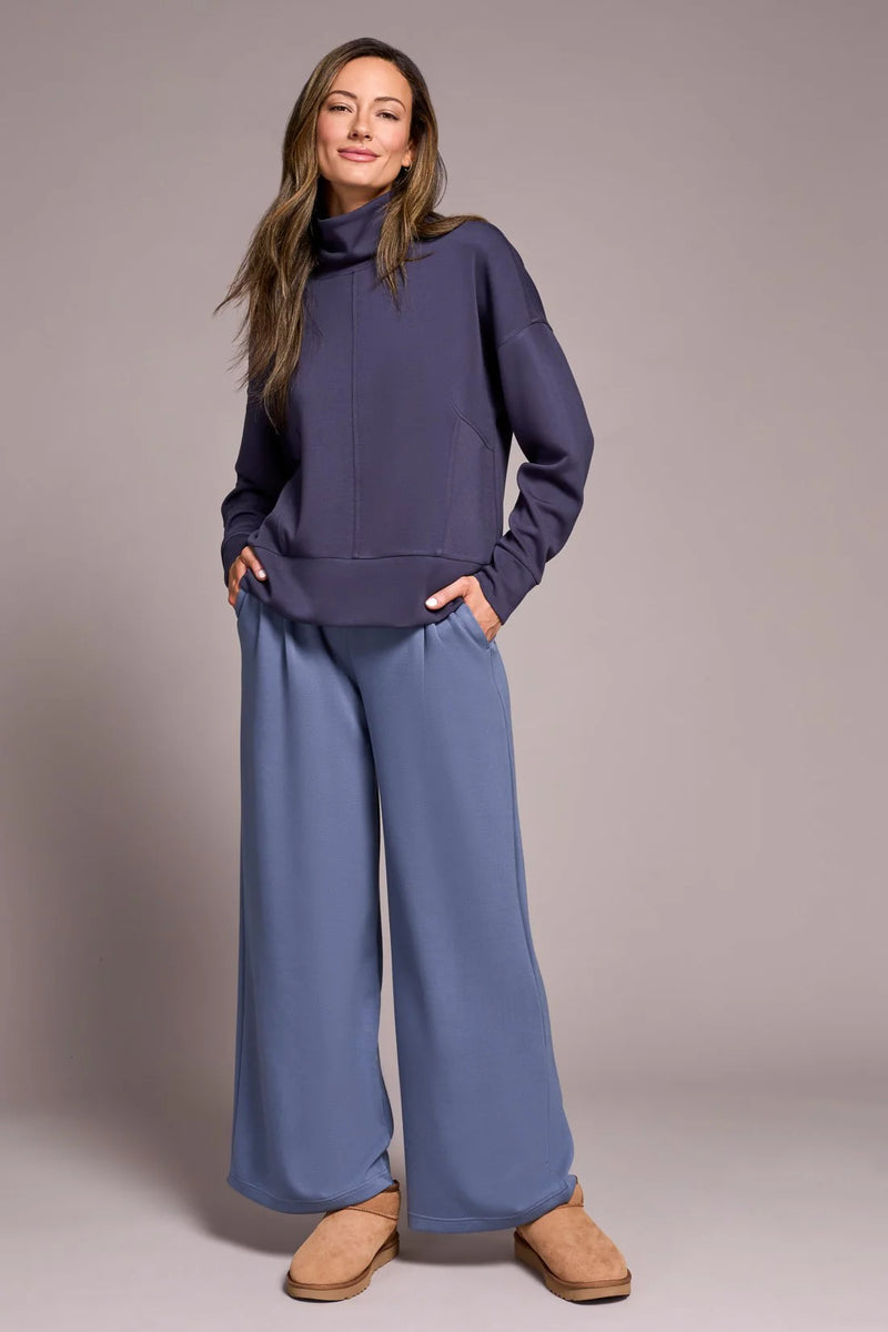 Techno Lux Drop Shoulder Funnel Neck Knit Top