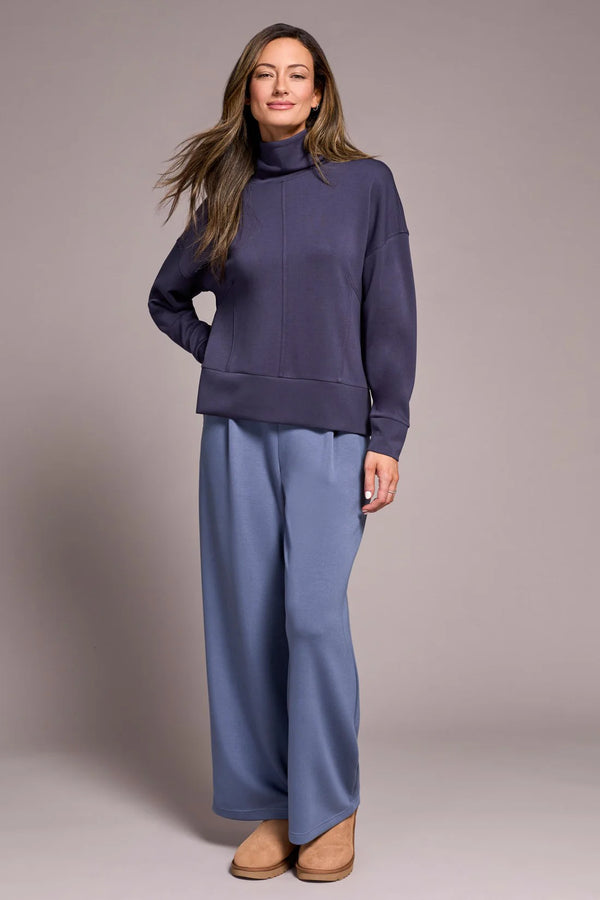 Techno Lux Drop Shoulder Funnel Neck Knit Top