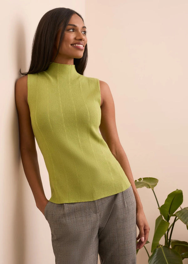 Textured Sleeveless Mock Neck Top