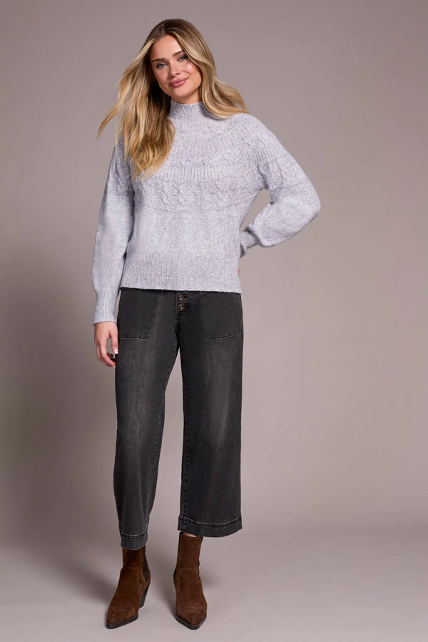 Two-Tone Mock Neck Sweater