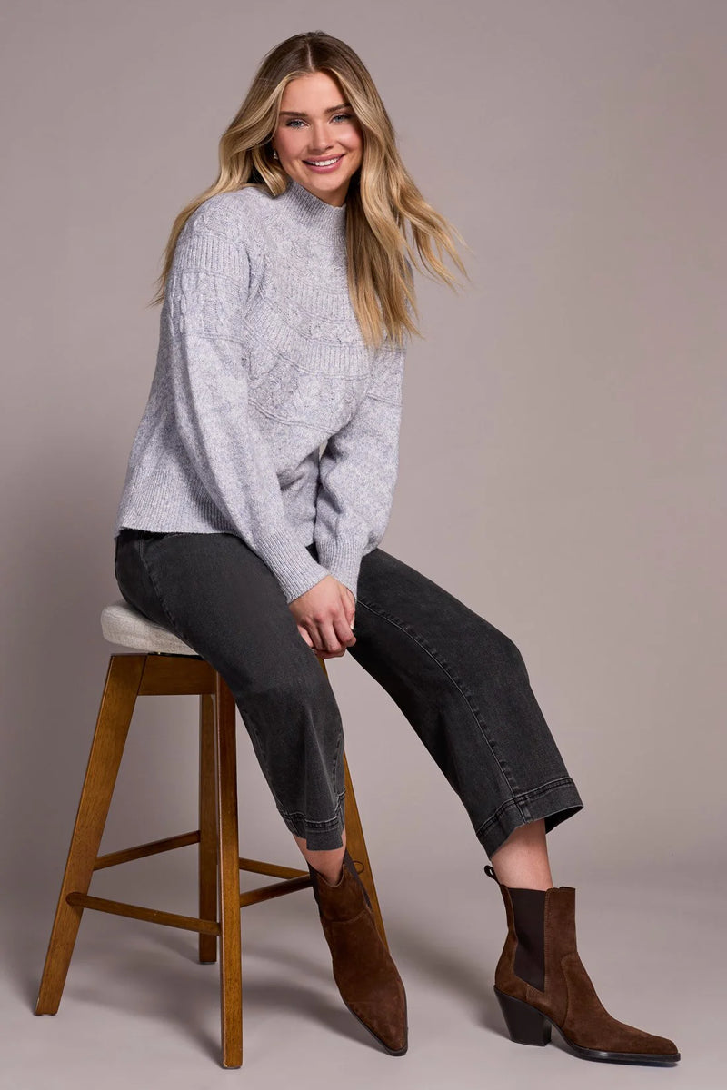 Two-Tone Mock Neck Sweater