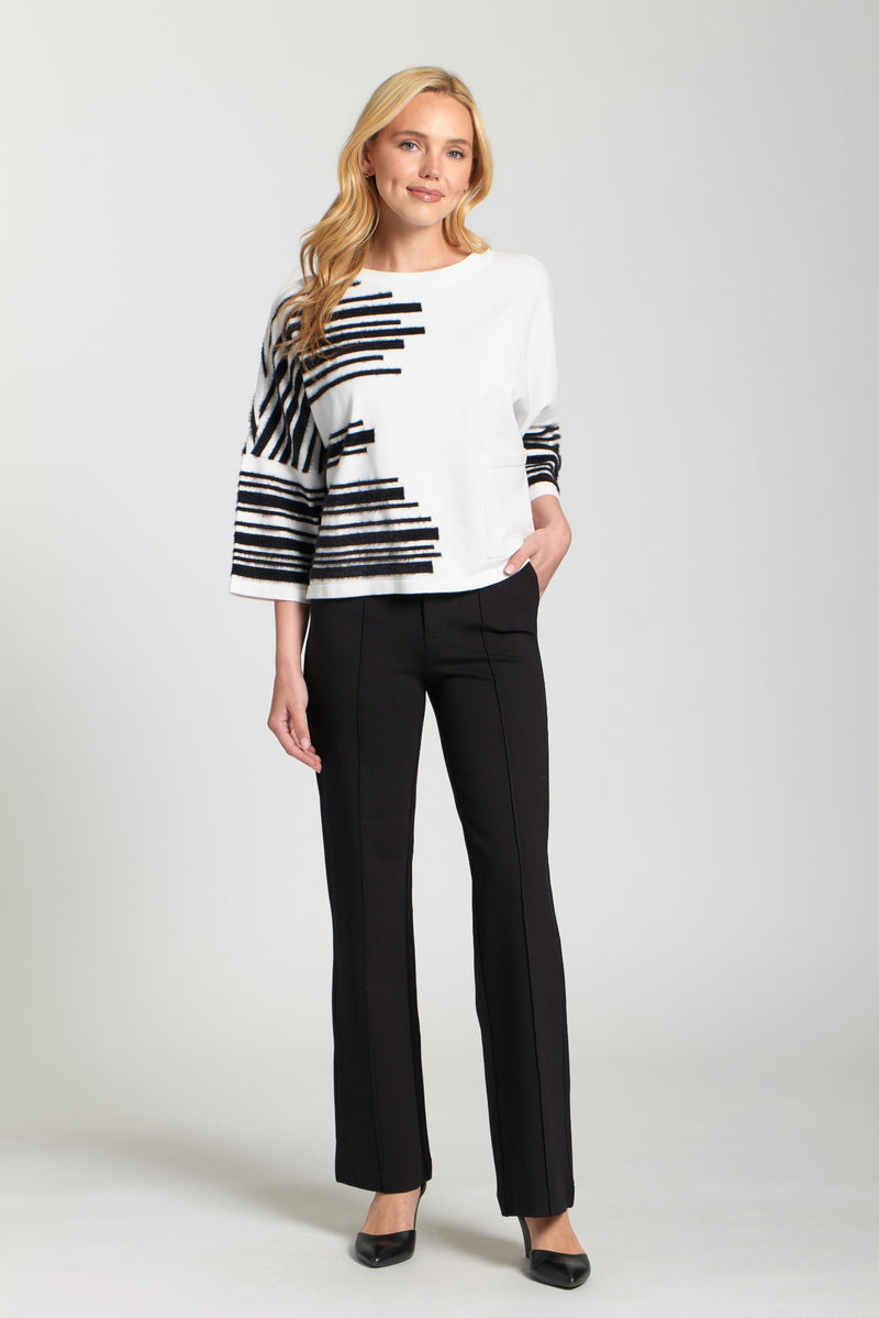 Stripe Fuzzy Yarn Stripe Pullover
