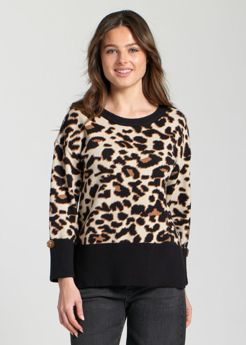 Leopard Pullover W/ Wide Cuffs