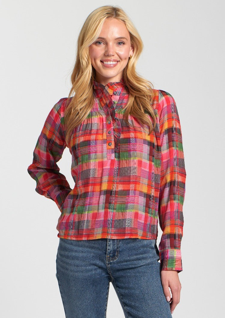 Ruffle Half Placket Blouse