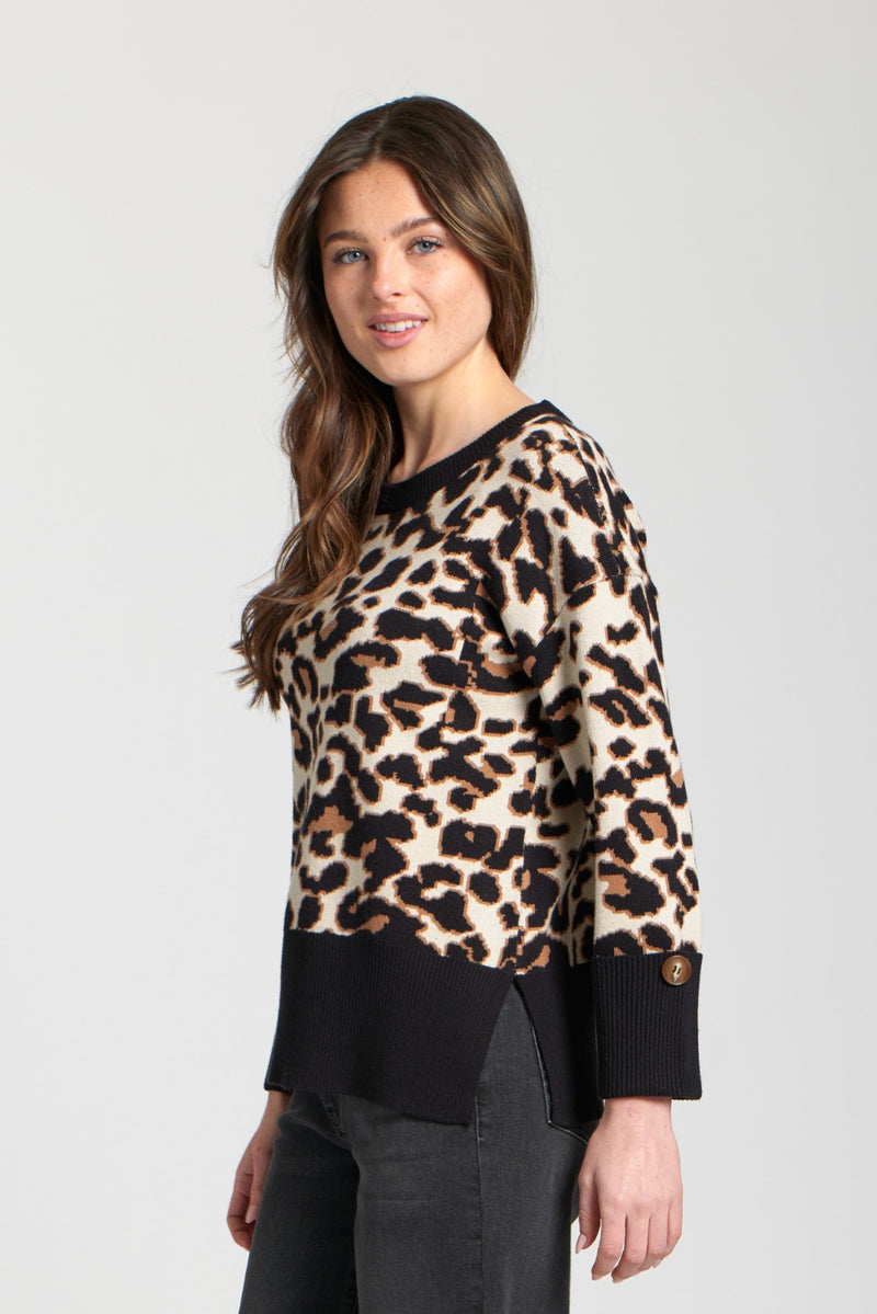 Leopard Pullover W/ Wide Cuffs
