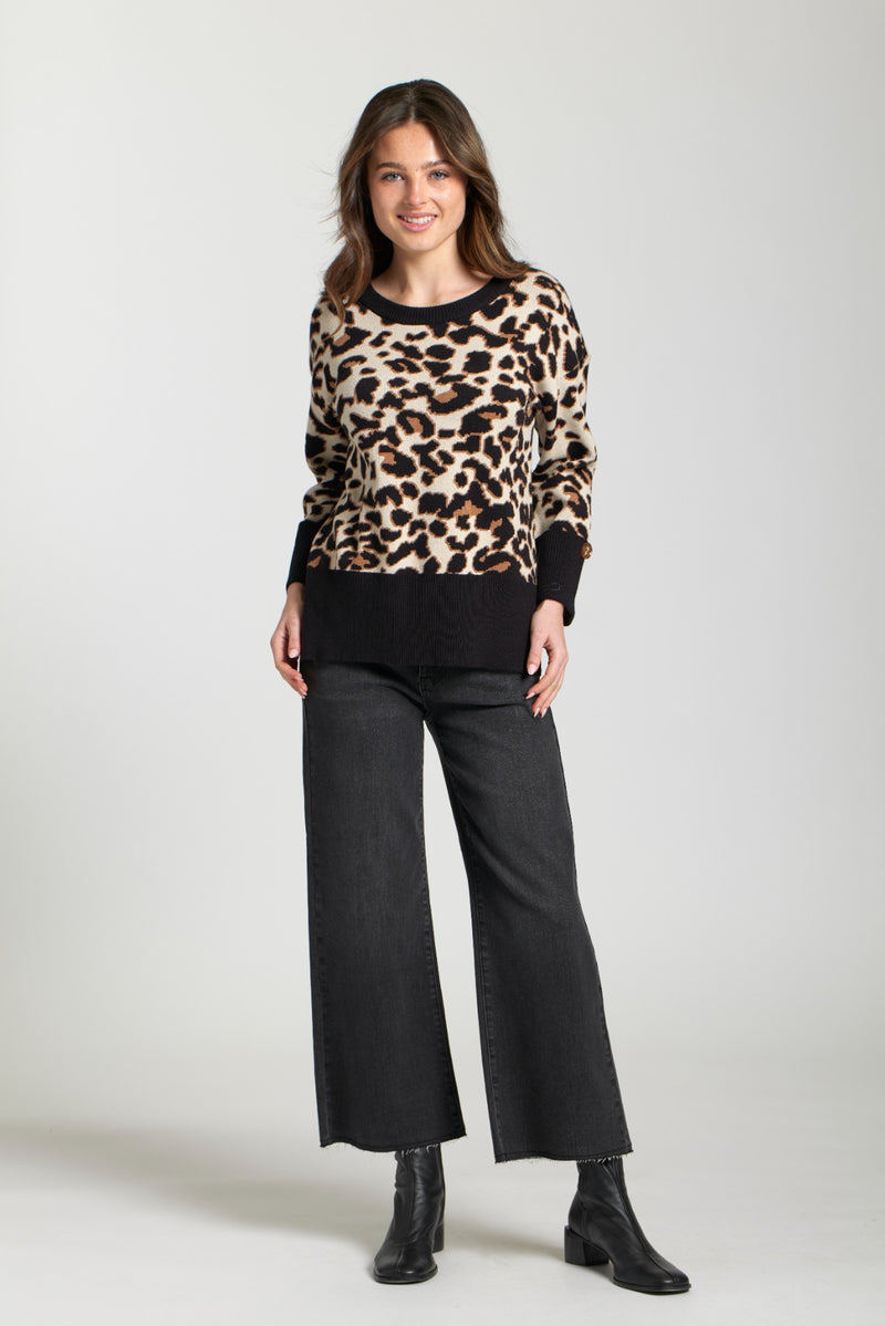 Leopard Pullover W/ Wide Cuffs