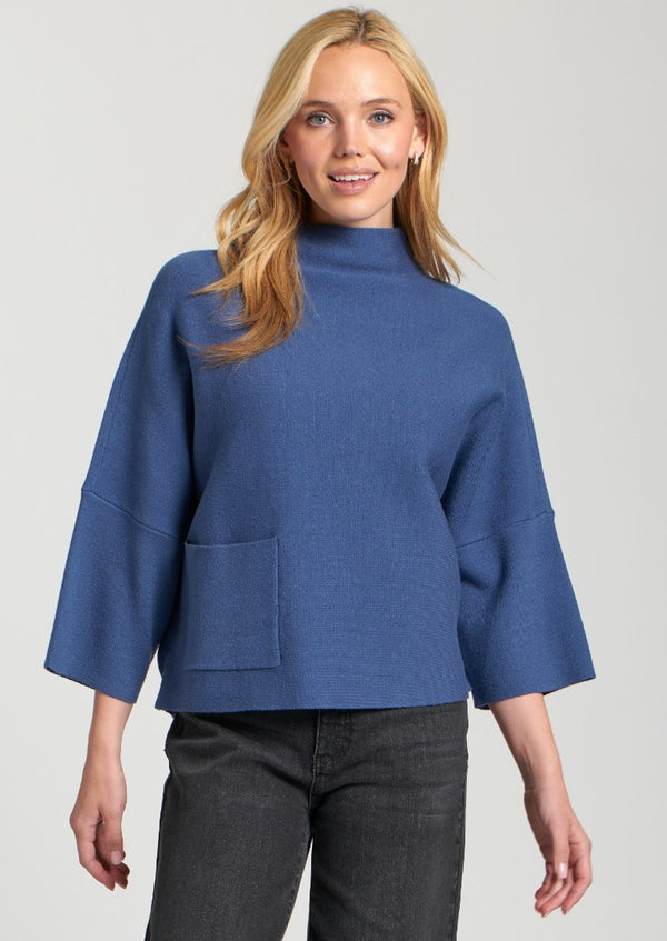 Funnel Neck Sweater W/ Patch Pocket