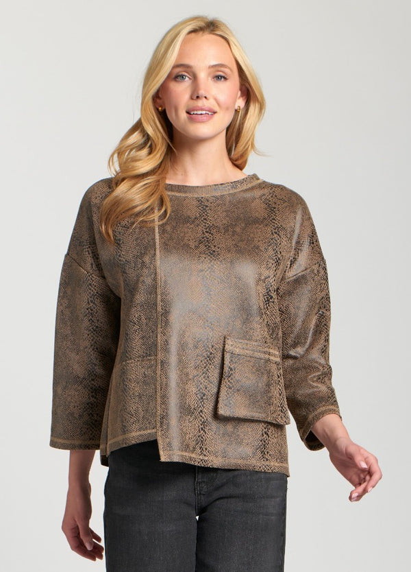 Vegan Leather Pull Over w/Stair Step Hem